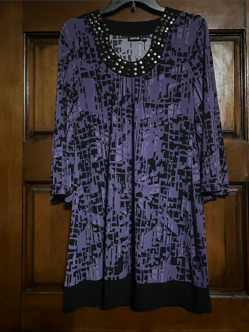 Apt. 9 Purple and Black Studded Scoop-Neck Swing Tunic